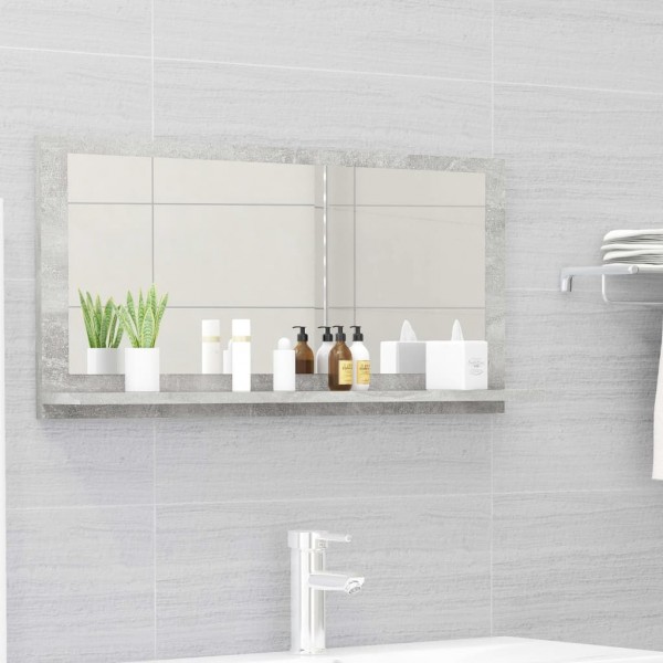 Espejo de baño madera contrachapada gris hormigón 80x10.5x37 cm D