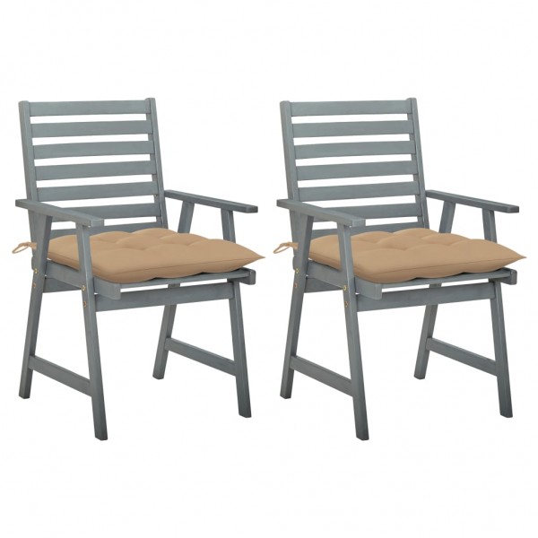 Cadeiras de jantar jardim 2 metros madeira maciça de acacia com almofadas D