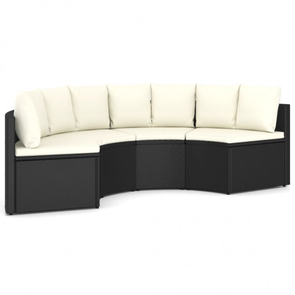 Set de sofás de jardim 4 peças e almofadas ratão sintético preto D
