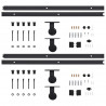 Kit de herrajes de puertas correderas acero negro 2 uds 200 cm 4