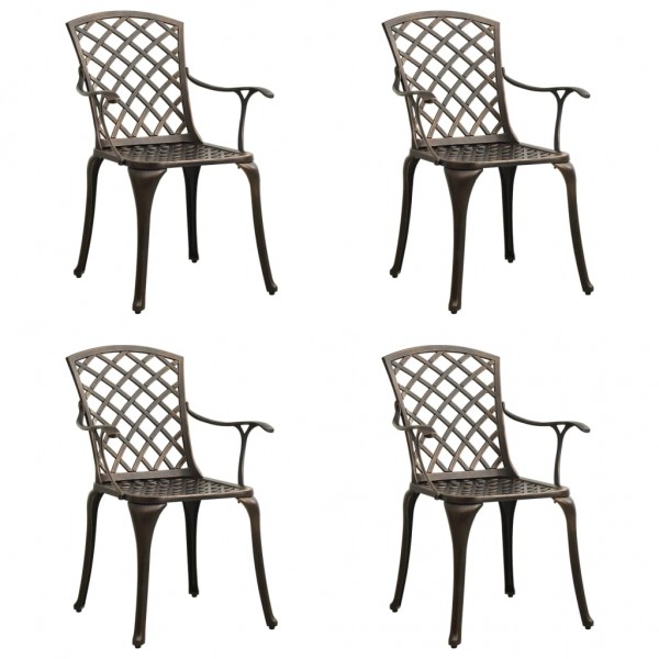 Cadeiras de jardim 4 unidades alumínio fundido bronze D