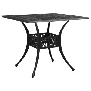 Mesa de jardín aluminio fundido negro 90x90x73 cm D