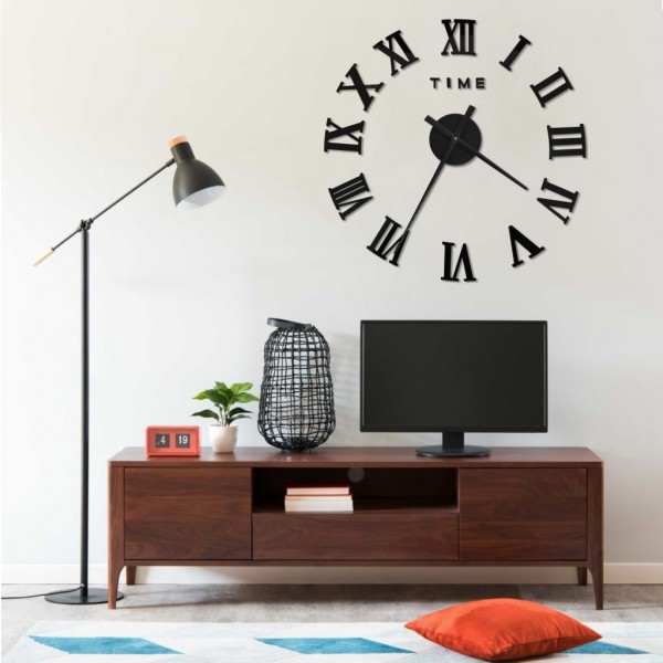 Reloj 3D de pared con diseño moderno negro 100 cm XXL D