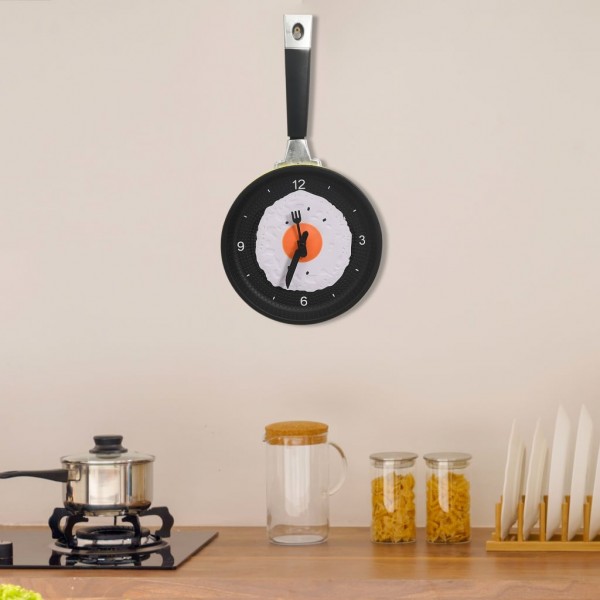 325164  Wall Clock with Fried Egg Pan Design 18.8 cm D