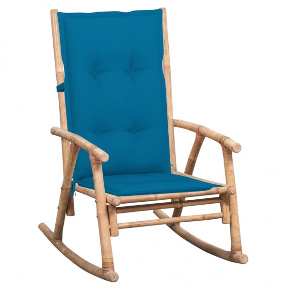 Silla mecedora con cojín bambú Silla mecedora con cojín bambú D