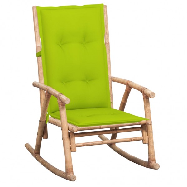 Silla mecedora con cojín bambú Silla mecedora con cojín bambú D