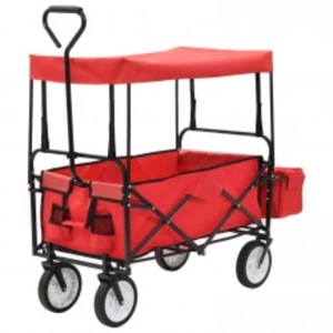 Carrito de mano plegable de acero con capota rojo D