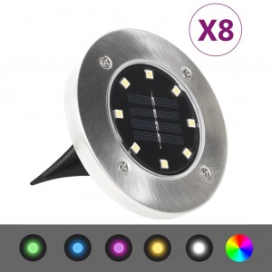 Lâmpadas de solo solares 8 unidades luzes LED cor RGB D