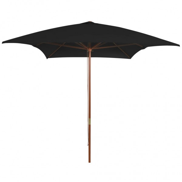 Guarda-chuva de jardim com pau de madeira preta 200x300 cm D
