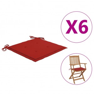 Almofadas para cadeiras de jardim 6 unidades tecido Oxford vermelho 40x40x3 cm D