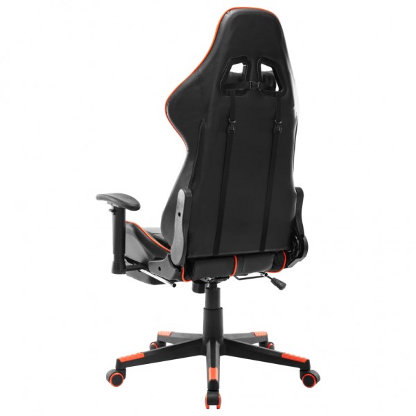 Silla de gaming con reposapiés cuero sintético negro y naranja M 4