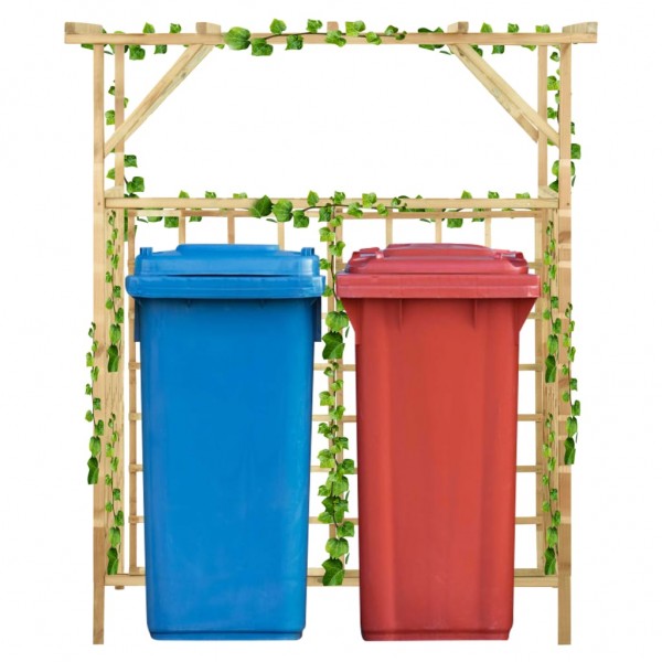 Pérgola de jardín para 2 cubos de basura madera pino impregnada D