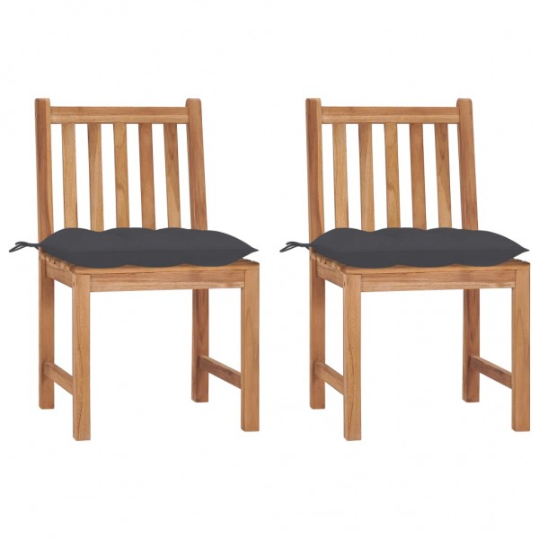 Cadeiras de jardim 2 unidades em madeira maciça de teca com almofadas D