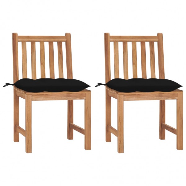 Cadeiras de jardim 2 unidades madeira maciça de teca com almofadas D