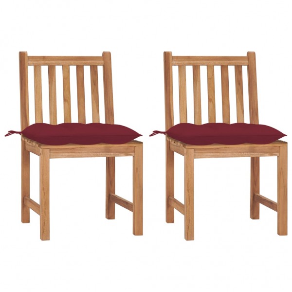 Cadeiras de jardim 2 unidades em madeira maciça de teca com almofadas D