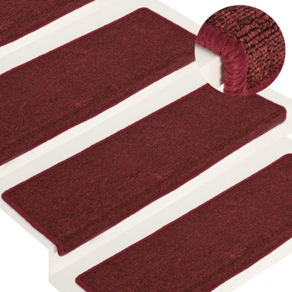 Carpetes de degraus de escada 15 uas vermelho mate 65x21x4 cm D