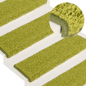 Alfombras de peldaños de escalera 15 uds verde 65x21x4 cm D