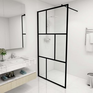 Mampara de ducha accesible con vidrio templado negro 100x195 cm D