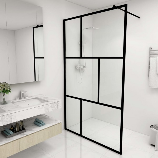 Mampara de ducha accesible con vidrio templado negro 115x195 cm D