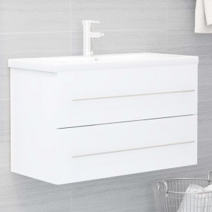 Armario para lavabo madera contrachapada blanco 80x38.5x48 cm D