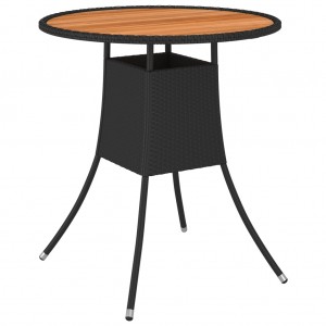 Mesa de comedor de jardín ratán sintético acacia negro Ø 70 cm D