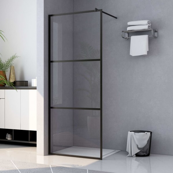 Mampara de ducha accesible vidrio ESG claro negro 80x195 cm D