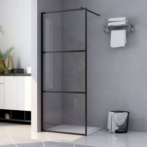 Mampara ducha accesible vidrio ESG transparente negro 90x195 cm D