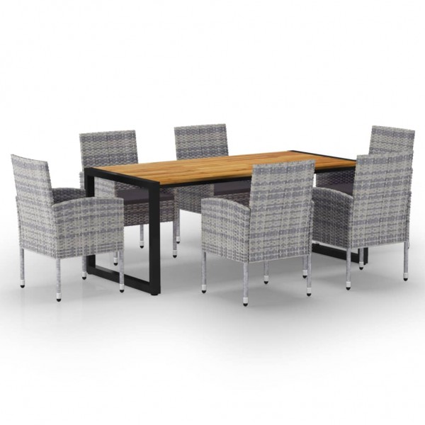 Juego de comedor para jardín de 7 piezas gris Juego de comedor para jardín de 7 piezas gris D