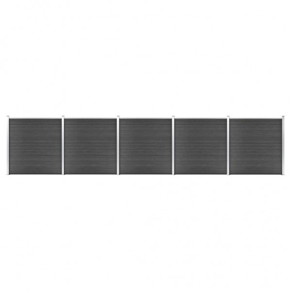 Juego de paneles de valla WPC negro 872x186 cm D