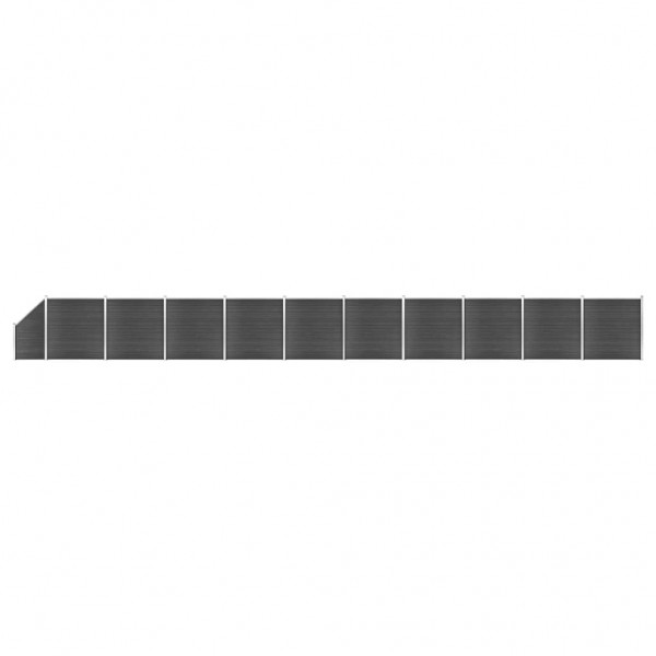 Set de paneles de valla WPC negro 1830x(105-186) cm D