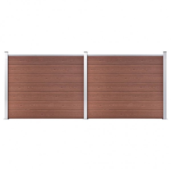 Set de panel de valla WPC marrón 353x146 cm D