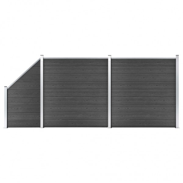 Set de paneles de valla WPC negro 446x(105-186) cm D