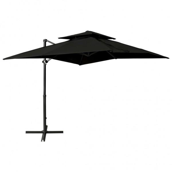 Um guarda-chuva com cobertura dupla preto 250x250 cm D