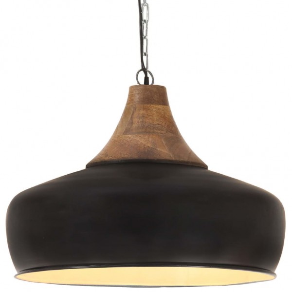 Lámpara colgante industrial hierro negro y madera 35 cm E27 Lámpara colgante industrial hierro negro y madera 35 cm E27 D