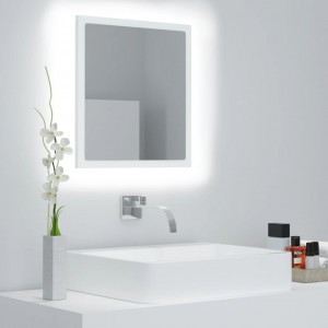 Espejo de baño LED acrílico blanco 40x8.5x37 cm D