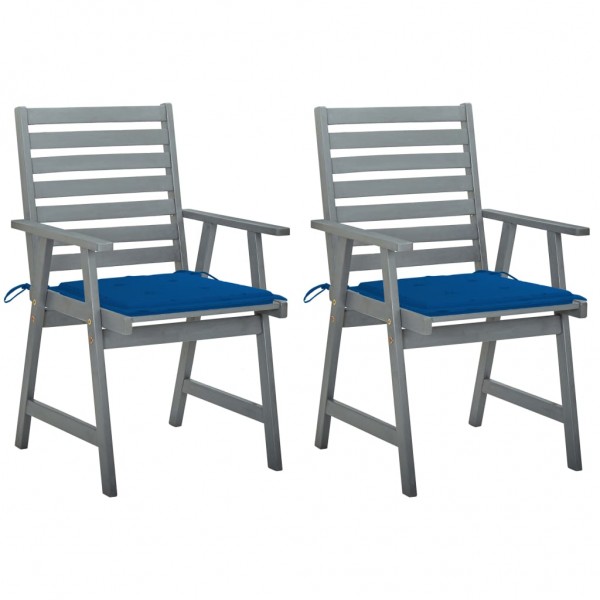 Cadeiras de jantar de jardim 2 peças em madeira de acácia maciça com almofadas D