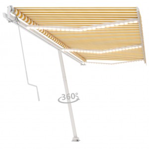 Toldo automático LED sensor de viento amarillo blanco 600x350cm D