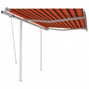 Toldo manual retráctil con postes naranja y marrón 3x2.5 m D