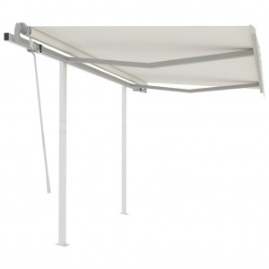 Toldo retráctil manual con postes crema 3.5x2.5 m D