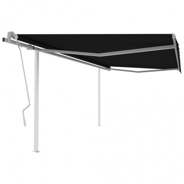 Toldo retrátil manual com postes cinza antracite 4x3 m D