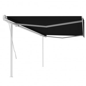 Toldo manual retráctil con postes gris antracita 5x3 m D