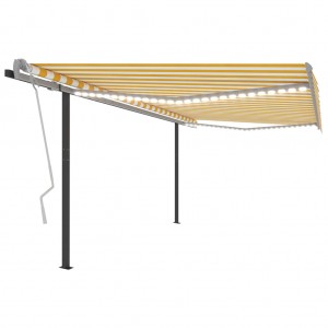 Toldo automático LED sensor de viento amarillo y blanco 4.5x3 m D