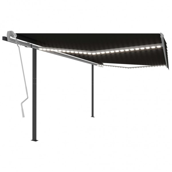 Toldo automático com sensor de vento LED cinza antracite 4,5x3m D