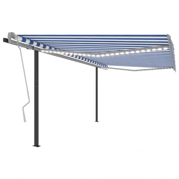 Toldo manual retráctil con LED azul y blanco 4x3.5 m D