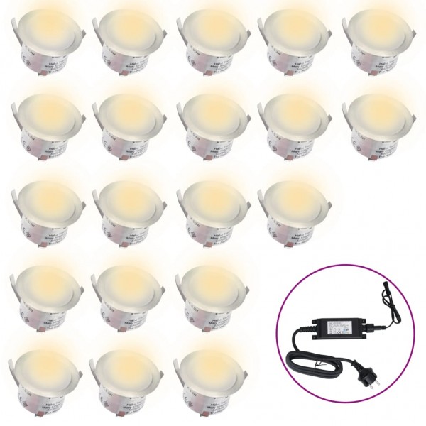Lámparas LED de suelo 20 unidades blanco cálido D