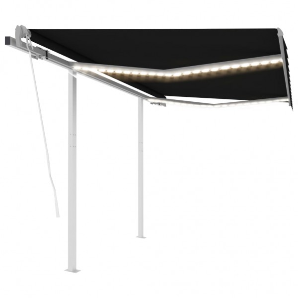 Toldo automático LED sensor de viento gris antracita 3.5x2.5 m D