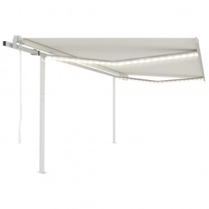 Toldo automático con LED sensor de viento crema 4.5x3 m D