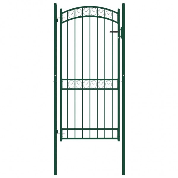 Porta do jardim com arco superior de aço verde 100x200 cm D