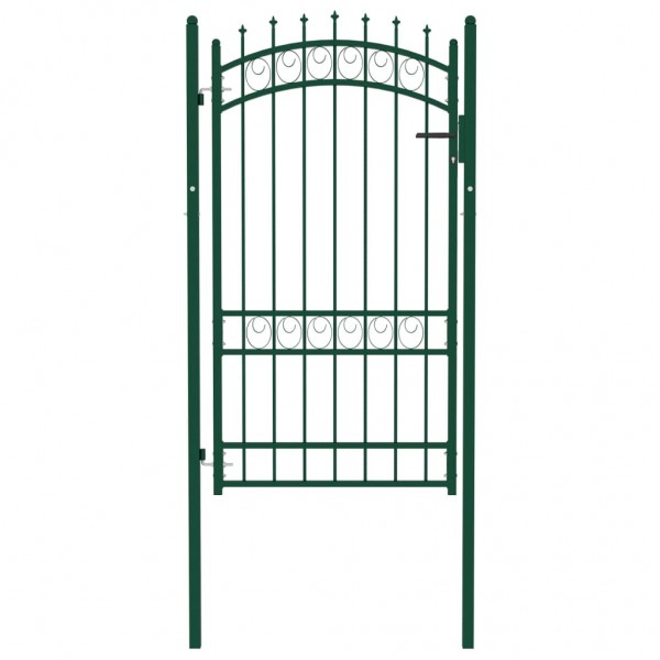 Puerta de valla con picos acero verde 100x175 cm D