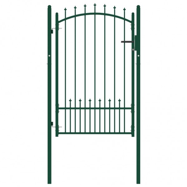 Puerta de valla con picos acero verde 100x150 cm D